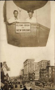 New Orleans Hot Air Balloon Studio Trick Photo 1912 Used Real Photo Postcard