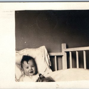 c1910s East Rockford IL Station Baby RPPC Photo June Hanson Marie Lindstrom A256