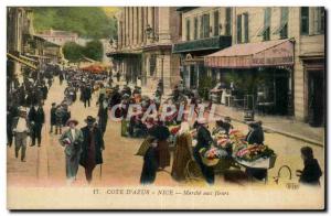 Nice Old Postcard flower market TOP