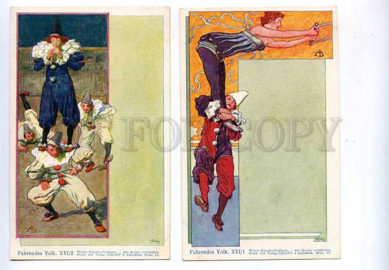 189344 CIRCUS ML LENZ Set 10 cards ART NOUVEAU PHILIPP KRAMER