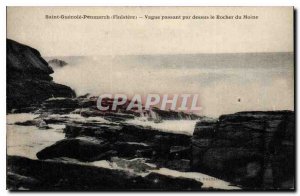 Postcard Old Saint Guenole Penmarch (Finistere) wave passing over the Monk of...