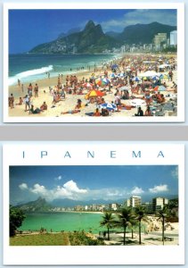 2 Postcards RIO de JANEIRO, BRAZIL ~ Hotels IPANEMA BEACH Scene 4x6