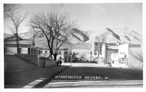 RPPC WINNEMUCCA Nevada Street Scene Chrysler Plymouth c1940s Vintage Postcard