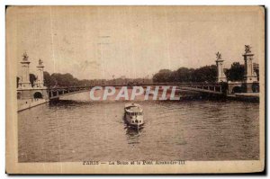 Old Postcard Paris The Seine and the Pont Alexandre III