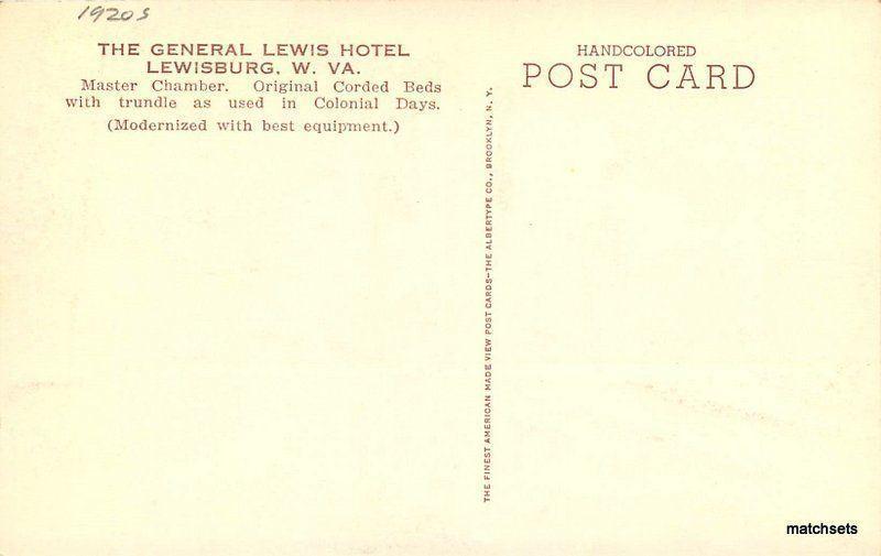 1920s Lewisburg West Virginia General Lewis Hotel Albertype postcard 8434