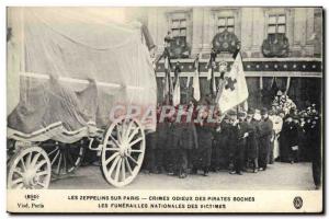 Old Postcard zeppelins on Paris National Funeral victims