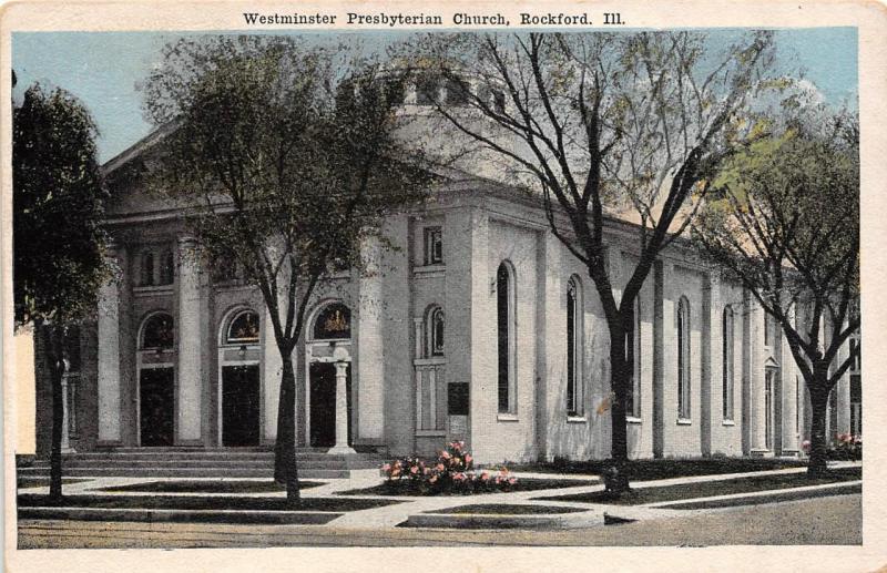 ROCKFORD, IL Illinois    WESTMINSTER PRESBYTERIAN CHURCH     1918 Postcard