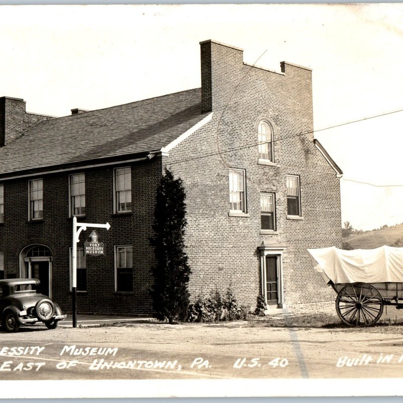 c1930s Uniontown, PA RPPC Fort Necessity Museum Real Photo Ford Car Wagon A193