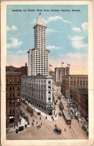 Looking Up Yesler Way from Pioneer Square Seattle WA Vintage Postcard O51