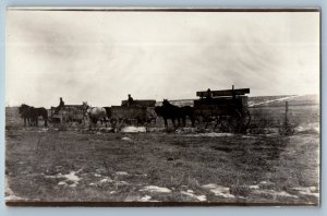 c1910's Horses And Wagon Corn Harvest Farming Scene Field RPPC Photo Postcard