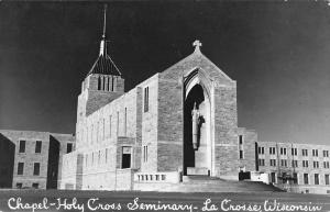 La Crosse Wisconsin Holy Cross Seminary Chapel Real Photo Antique PC (J38472)