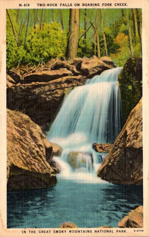 Great Smoky Mountains National Park Two Rock Falls On Roaring Fork