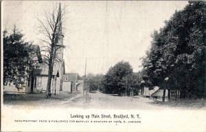 Looking Up Main Street, Bradford NY Undivided Back Vintage Postcard P49