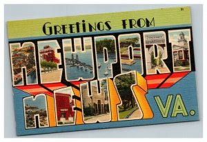 Vintage 1940's Postcard Greetings From Newport News Virginia - City Views