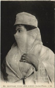 PC EGYPT, TYPES AND SCENES, TURKISH WOMAN, Vintage Postcard (b39409)