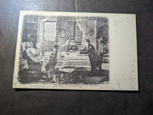 Mint Germany Judaica Postcard Jewish Sabbath Family Dinner Table