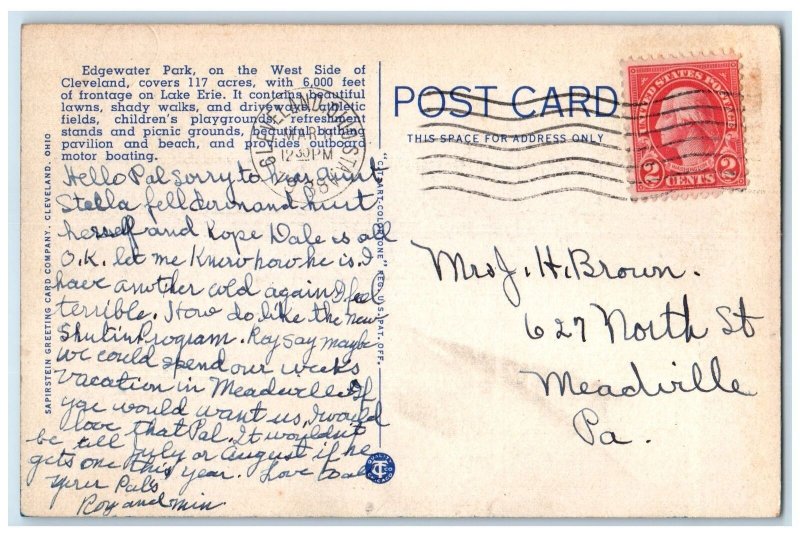 1938 Scenes At Edge Water Park Multiple Views Cleveland Ohio OH Posted Postcard