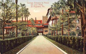 Carriage Entrance Ponce De Leon Hotel St Augustine Florida 1910c postcard