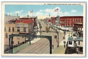 1923 Huron Avenue From Bridge People Trolley Port Huron Michigan MI Postcard 