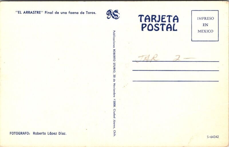 El Arrastre Final De Una Faena De Toros Postcard VTG UNP Vintage Unused