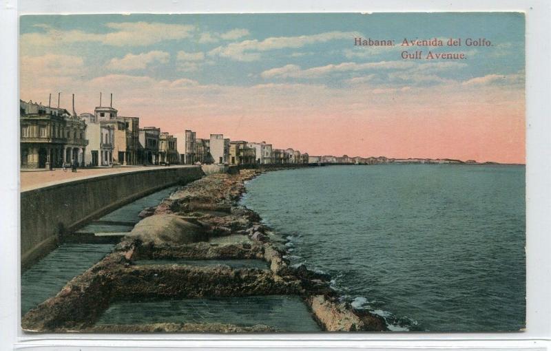 Avenida Del Golfo Gulf Avenue Havana Cuba 1910c postcard