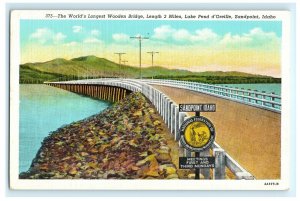 Wooden Bridge Lake Pend D'oreille Sandpoint ID Idaho Postcard (BL5)