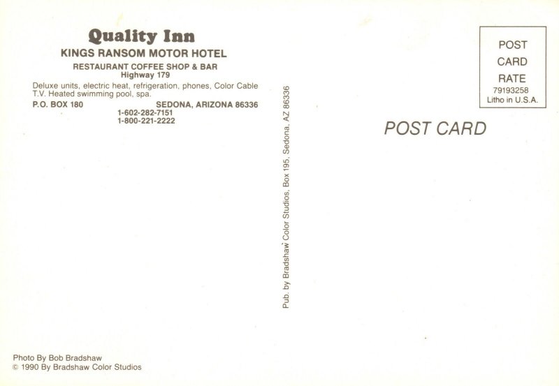 Vintage Postcard Quality Inn Kings Ransom Motor Hotel Sedona Arizona AZ