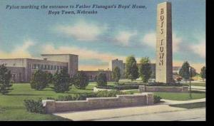 Nebraska Boys Town Pylon Marking The Entrance To Father Flanagans Boys Home