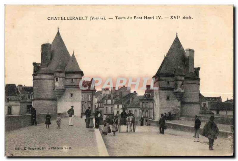 Old Postcard Chatellerault (Vienna) Bridge Towers Henry XVI century