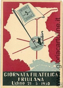 03779 vintage postcard: UDINE - PHILATELIC DAY 1950-