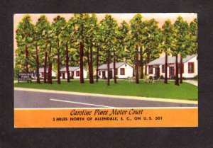 SC Carolina Pines Motor Court Cabins Allendale South Carolina Postcard W Jouret