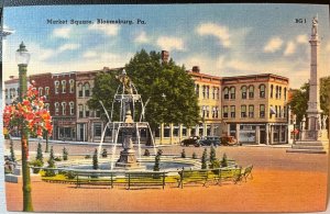 Vintage Postcard 1930-1945 Market Square Bloomsburg Pennsylvania