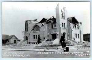 RPPC  LONG BEACH, CA  Earthquake 1933 METHODIST EPISCOPAL CHURCH  Postcard