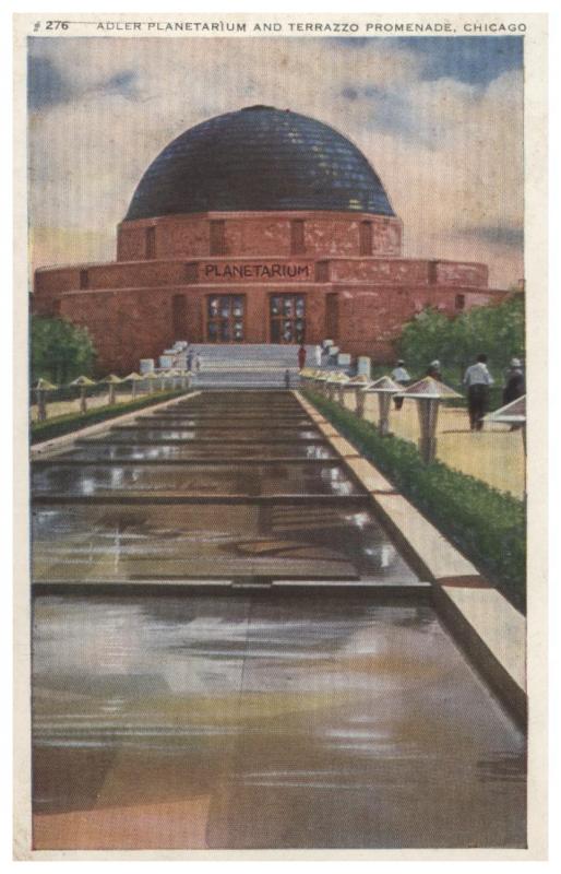 CHICAGO IL ADLER PLANETARIUM & TERRAZZO PROMENADE POSTCARD c1940s