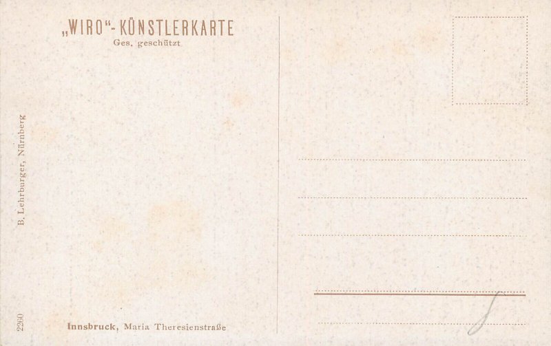 Austria Innsbruck Maria Theresienstrasse tram artist Wiro postcard 