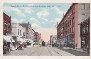 Iowa Sioux City Trolley On Fourth Street Looking East From Douglas