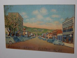 Vintage 1940s SECOND STREET Raton New Mexico Street View Postcard