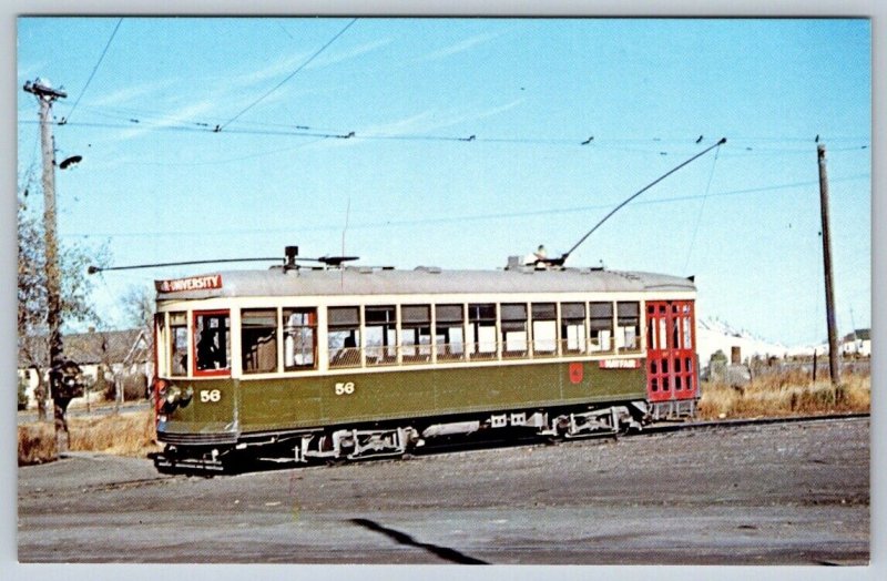 1950 Saskatoon Municipal Railway Trolley 56, Mayfair Loop, Saskatchewan Postcard