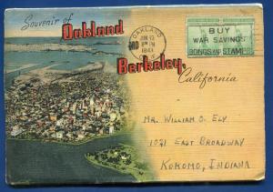 Oakland Berkeley California ca souvenir linen postcard folder foldout