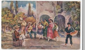 Advertising; Robertson's Golden Shred - Andalusian Costumes PPC, 1912 Cancel