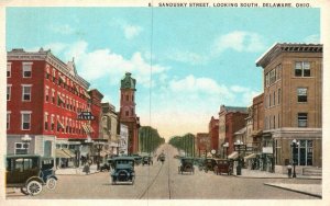 Vintage Postcard 1920's View of Sandusky Street Looking South Delaware Ohio OH