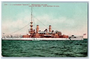 US Battleship Oregon OR Postcard 700 Officers And Men Main Battery 20 Guns