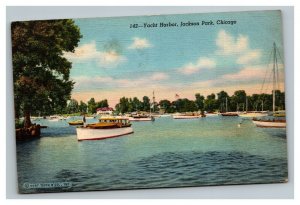 Vintage 1946 Postcard Boats in Yacht Harbor Jackson Park Chicago Illinois