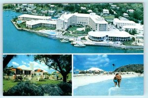 HAMILTON, BERMUDA ~ Aerial View PRINCESS HOTEL Beach ca 1970s  Postcard