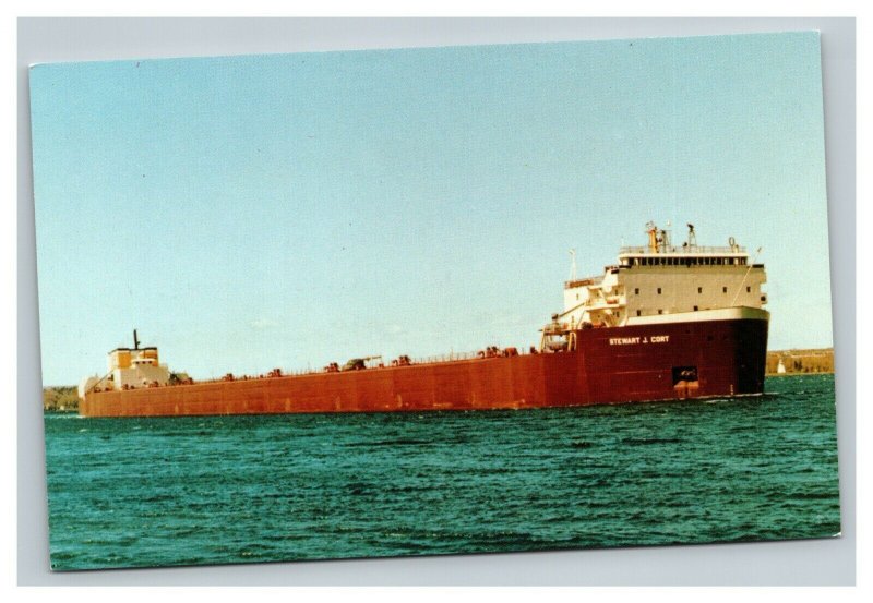 Vintage 1970's Postcard MV Stewart J. Cort Cargo Ship Great Lakes Erie Marine Co