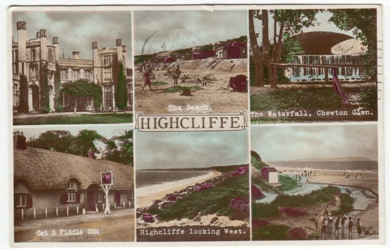 Dorset; Highcliffe Multiview RP PPC By Nigh, 1954, To Miss Harrison, Leicester 