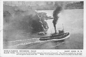 St John New Brunswick Canada Reversing Falls Steam Boat Antique Postcard J76281