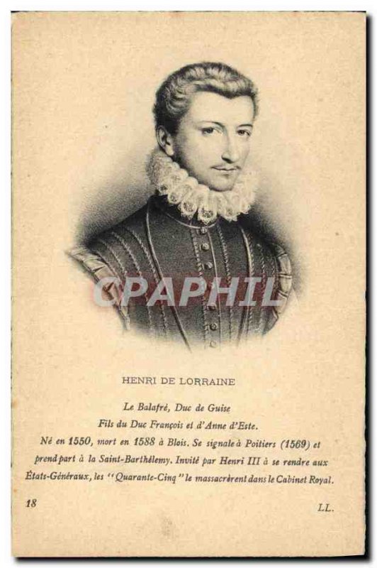 Old Postcard Henri de Lorraine