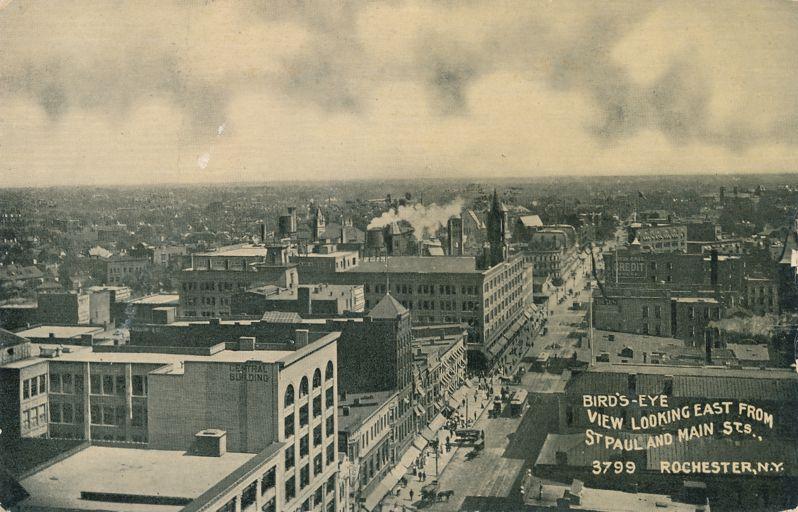 Bird's Eye Looking East from St Paul and Main, Rochester, New York - DB