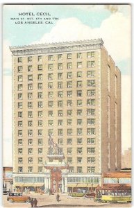 HOTEL CECIL Postcard 1920s LOS ANGELES Famous Murders Weird Haunted Antique